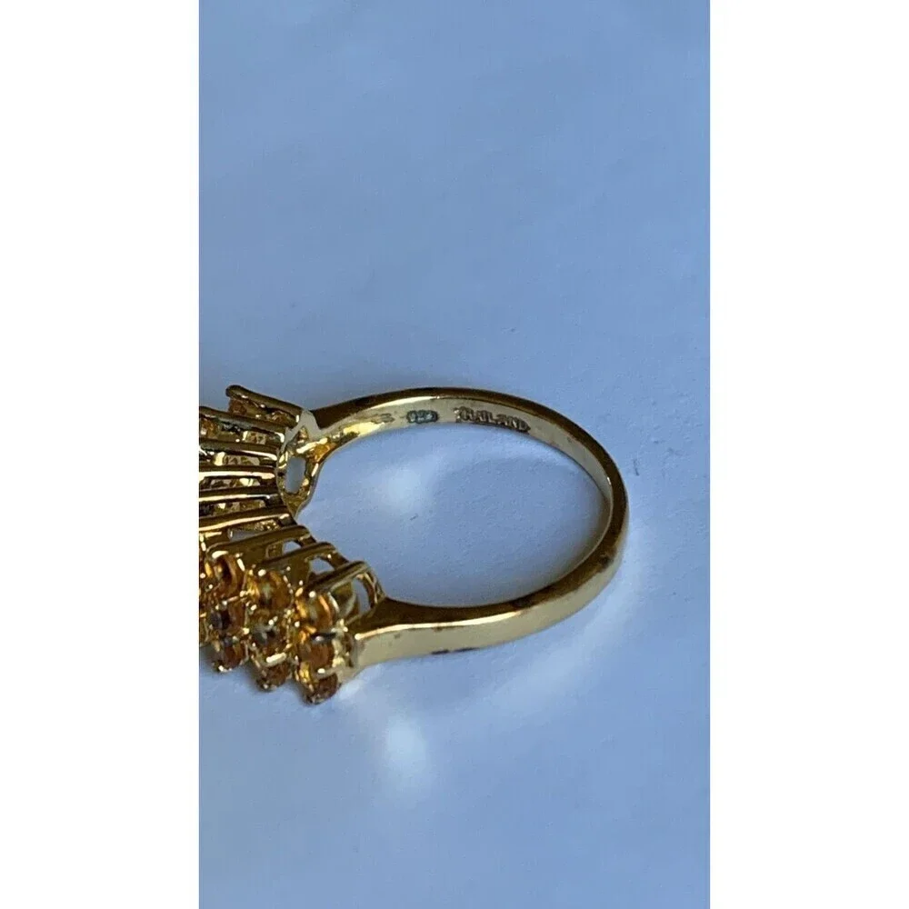 Citrine Pyramid 1.75 CT  Ring Size 7 Gold Plated .925 Sterling Silver